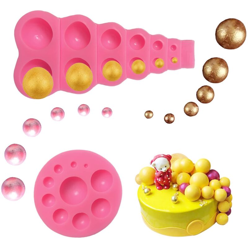 Silikon-fondantform Für Perlen Und Perlen, 2er-pack Silikonform, Halbkugelförmige Form, Fondantform, Kuchen-, Schokoladen- Und Süßigkeitenform