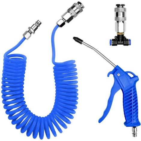 Soufflette À Air Comprimé 5m – Soufflagepistole Mit Tuyau Pu, Connecteur En T – Kit De Nettoyage Cabine Camion & Véhicules – Buse Fine Haute Pression, Matériaux Durables