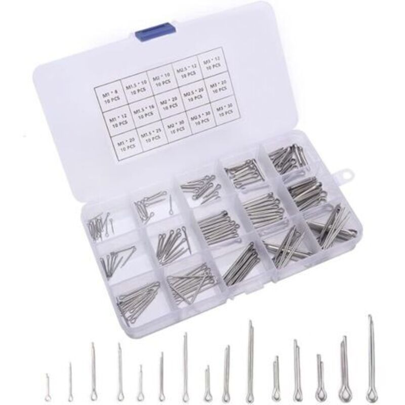 150-teiliges Splint-sortiment-set, 15 Größen, Edelstahl-splinte Mit Kunststoffbox, Für Automobil, Mechanik, Autogarage, Werkstatt