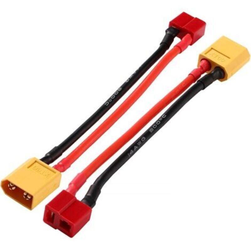 2 Stück Xt-60-stecker Auf T-stecker-buchse-adapter, Stecker-adapter Xt60-stecker Auf T-stecker-buchse, Mit 10 Cm 14 Awg Silikonkabel, Für Rc-batterieladegerät Esc