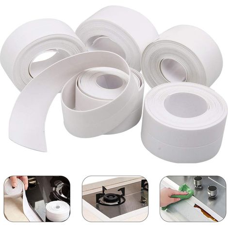 Selbstklebender Pvc-dichtungsstreifen, Wasserdichte Abdichtung Für Badezimmer, 60 Mm Breit X 5 M Lang – Weiß