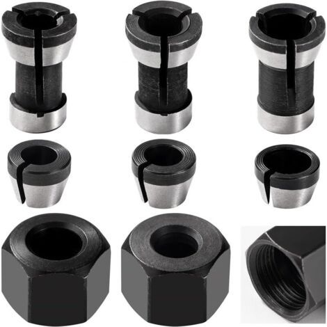 6 Stück 6 Mm/6,35 Mm/8 Mm Spannfutterkopf, Spannzangenfutter, Fräsfutter, Adapterfutter Mit 2 Stück Schraubenmuttern Für Graviermaschine