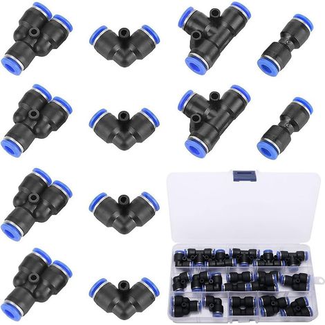 20 Stück 6 Mm Pneumatische Schnellanschlüsse, 4 Formen Pneumatische Steckanschlüsse, Zum Schnellen Verbinden Von Luftschläuchen Mit Pneumatischen Werkzeugen