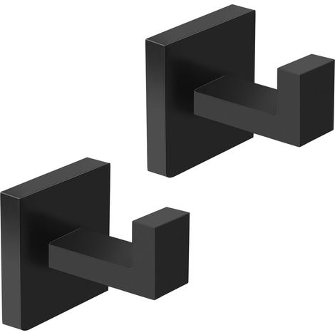 Lot Von 2 Gehäkelten Porte-servietten Für Badezimmer, Salon, Schlafzimmer, Küche Und Dressing. Robuste Häkelware Aus Rostfreiem Edelstahl (carrés, Noir Mat).