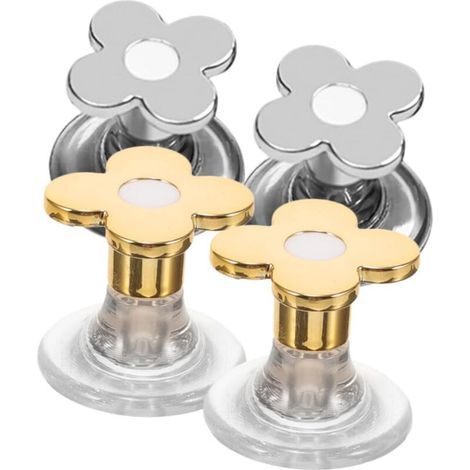 4 Stück Dekorativer Tankknopf In Blumenform, Universelles Toilettenspülzubehör, Silberfarben Für Badezimmer
