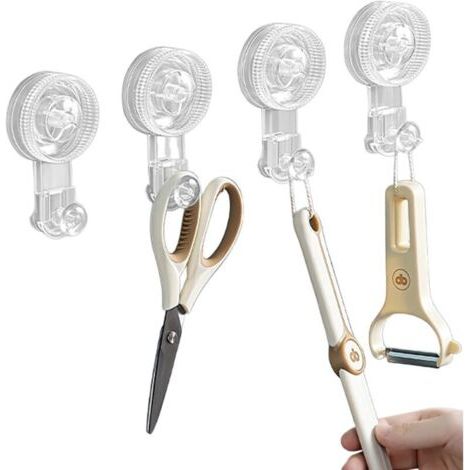 Lot De 4 Crochet Ventouse, Sans Clous Porte Serviette Ventouse, Amovibles, Sans Perçage, Reutilisable, Multifonctions, Transparent Plastic Crochet Pour Douche Salle De Bain Cuisine Miroir