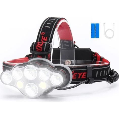 Lampe Front Wiederaufladbar Puissante 18000 Lumen 8led 8 Modi Super Brillante Für Camping Pêche Cyclisme Randonnée Étanche