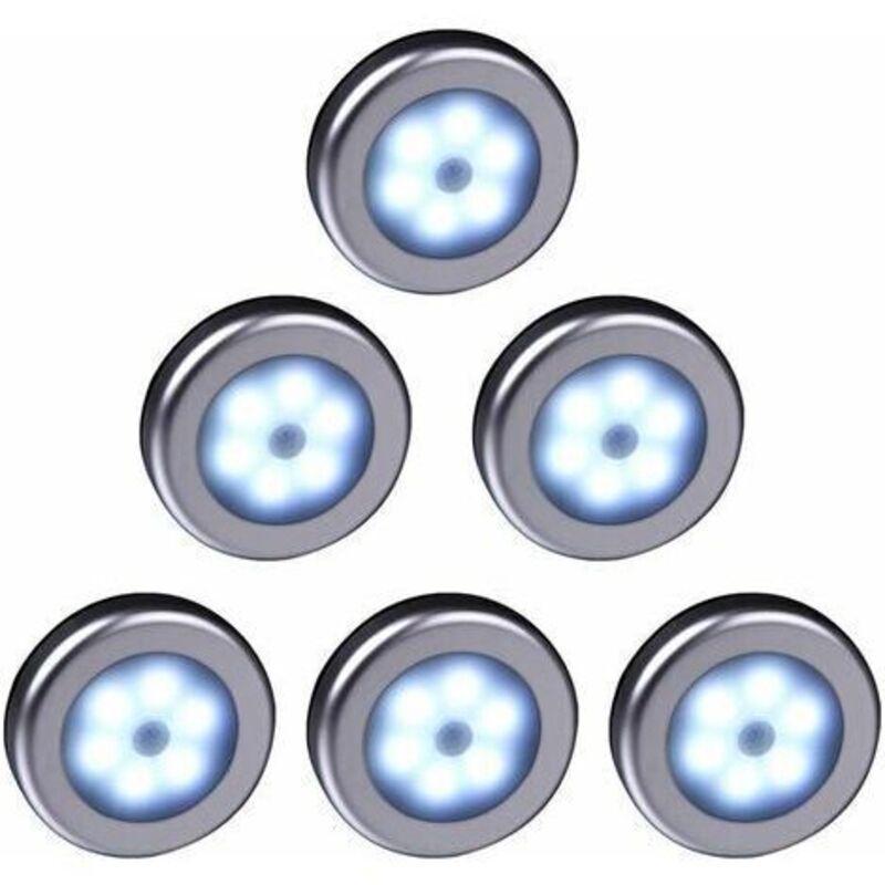 Pr Lampe Led Ohne Filter Mit Bewegungsmelder Für Plakat, Rolltreppe, Couloir, Küche, Schlafzimmer Auf Dem Sofa (6 Stück) (coquille D'Argent (lumière Blanche))