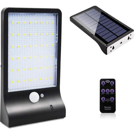 48 Led-solarleuchte Für Den Außenbereich Mit Bewegungsmelder, Dimmbar, Kabellose Fernbedienung, Wasserdicht, Schwarz, Ohne Stangen –