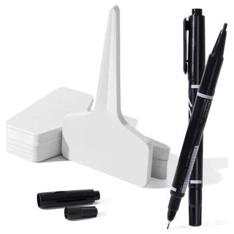 150 Stück Outdoor-garten-etikett, Kunststoff-pflanzenmarkierungen, Typ T, Kunststoff-gemüsegarten-etikett Mit 2 Gel-tintenstiften Und Pflanzenzubehör (weiß), 10 X 6 Cm
