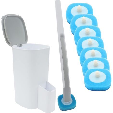 Einweg-toilettenbürste Mit Halter, Wand-toilettenstift-set, Einweg-toilettenreinigungssystem Mit 7 Toilettenwechselköpfen (toilettenstift-set)