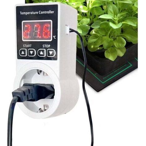 Digitale Thermostatsteckdose Mit Sonde, Temperaturregler, Kühlung, Heizung Für Pflanzenheizmatte, Gewächshausheizung, Aquarium-terrarium