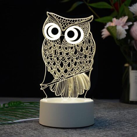 3d-nachtlicht In Form Einer Eule, Dekoratives Nachtlicht, Eule, Usb, Einfarbig