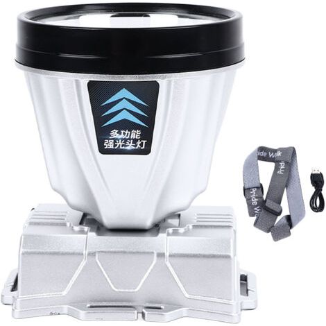 Leistungsstarke Wasserdichte Stirnlampe Mit 800-mah-lithium-ionen-akku, Wiederaufladbare Betriebsanzeige Für Outdoor-aktivitäten, Silber
