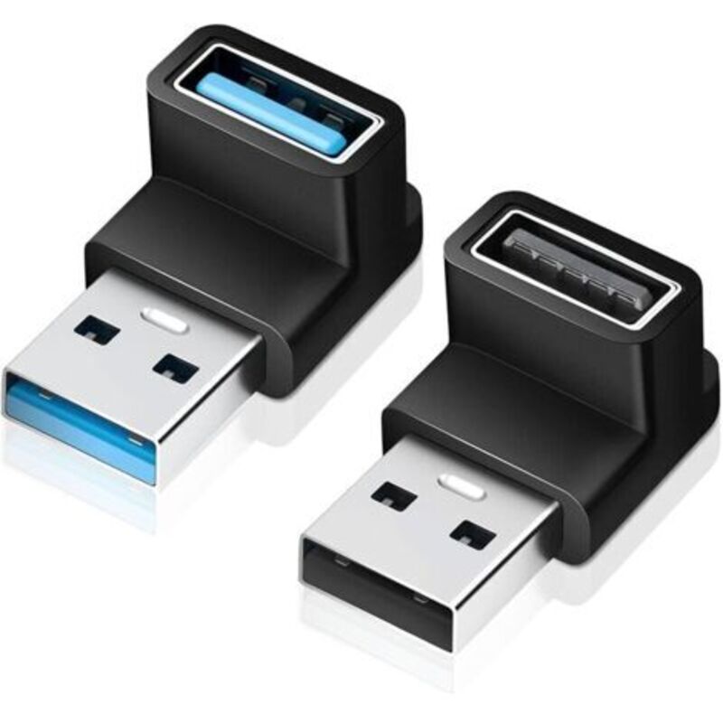 2 Stück 90 Grad Abgewinkelter Usb 3.0-adapter, Nach Oben Und Unten Geneigter Usb-a-stecker Auf U-s-b-a-buchse, Schnelllade- Und Datenübertragungsadapter Für Pc Und Computer