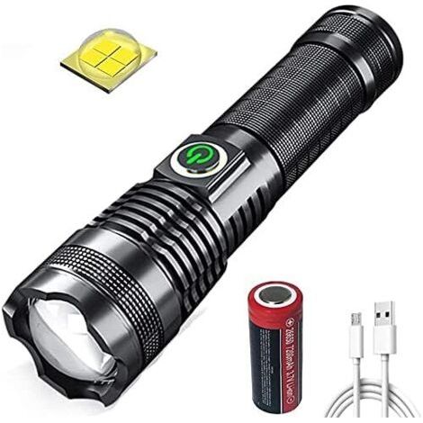 Aufladbare Usb-taschenlampe, Superhelle Led-taschenlampe Xhp70 Mit Zoom