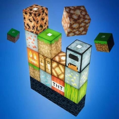 Tischlampe Im Mosaik-carré My World Pixel, Minecraft Blockbauweise