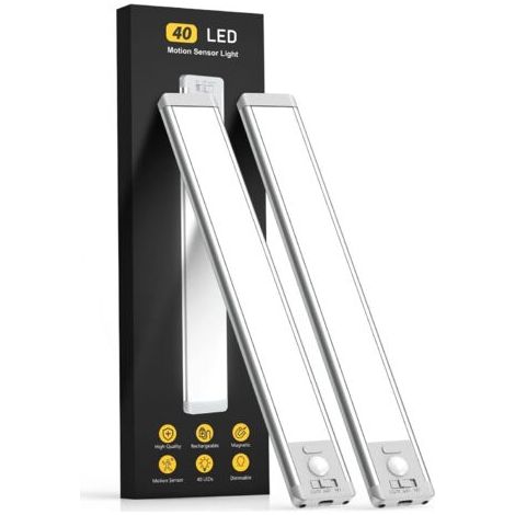 10-zoll-unterschrankleuchte, 2er-pack Innen-bewegungssensor-ladeleuchte, 5-stufig Dimmbares Magnetisches Licht, Kabellose Unterschrankleuchte