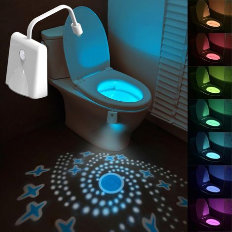 Toiletten-nachtlicht – 16 Wechselnde Farben, Bewegungssensor Mit Sternprojektion – 1 Wiederaufladbare Led-badezimmerlampe – Lustiges Geschenk Für Väter, Teenager, Jungen Und Mädchen
