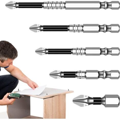 Elektro-schraubendreher-bits, 5er-set, Rutschfest, K5-kreuzkopf-set, Hohe Härte, Handbohrmaschinen-zubehör, Magnetischer Schraubendreher-bit Für Elektrische Bohrmaschine
