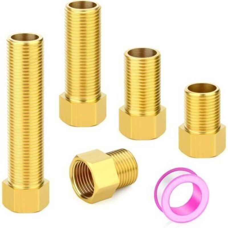 5-teiliger Verlängerungsrohrverschraubung Aus Messing, 1/2 Zoll Innengewinde Auf 1/2 Zoll Außengewinde, Sechskantbuchsen-adapter, Konverter-adapter, 30 Mm/40 Mm/50 Mm/70 Mm/100 Mm