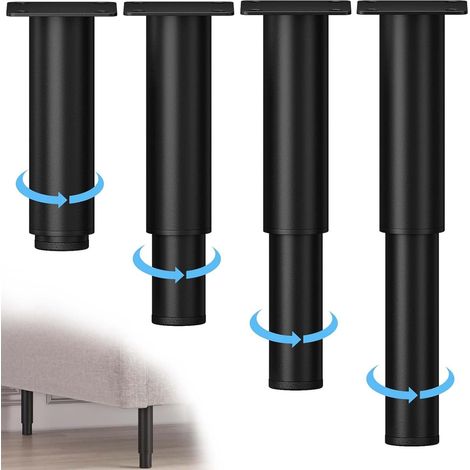 Set Mit 4 Höhenverstellbaren Möbelbeinen (20–37 Cm), Metall, Mit Schrauben, Für Möbel, Sofas, Betten, Nachttische, Küchenmöbel Und Schränke.