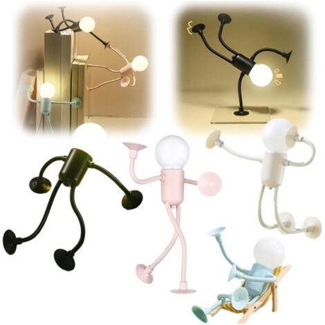 Veilleuse De Sport Drôle De Forme Variable, Veilleuses De Forme Diy, Ampoule Mignonne For La Maison, Lampe De Bureau Pliable À Ventouse, Ornaments De Décompression. (4 Stück)