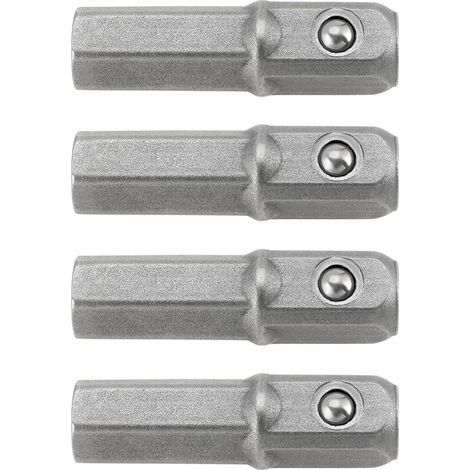 4 Stück 1/4 Zoll Auf 1/4 Zoll Vierkant-sechskant-bit-adapter, 25 Mm Lange Sockel-antriebs-adapter-verlängerung