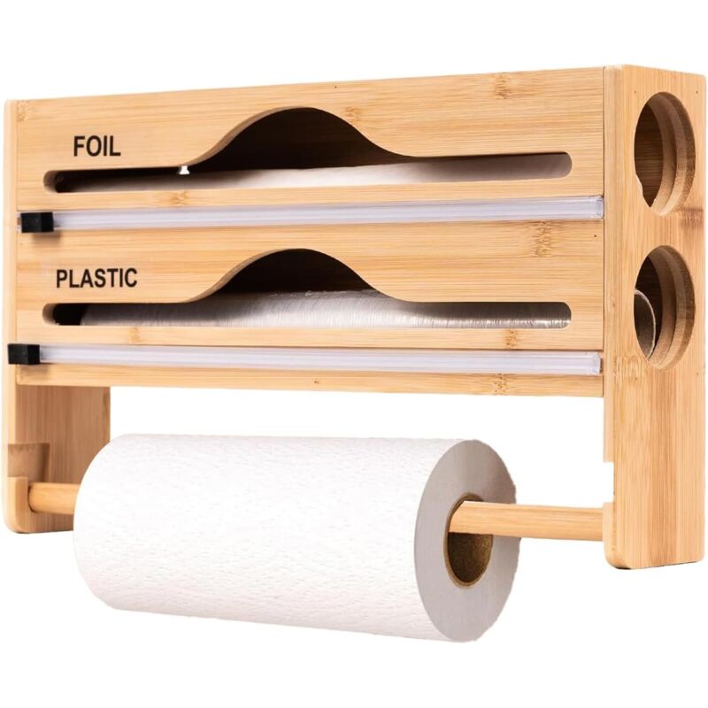Aluminiumfolienspender Mit Folienschneider, Doppelfach, Naturfarben