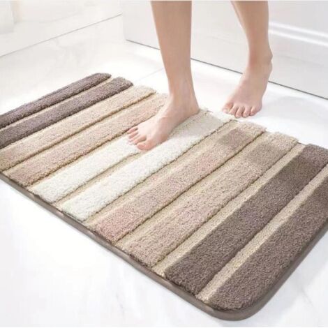 Rutschfester Badezimmerteppich, 40 X 60 Cm, Extra Weich, Maschinenwaschbar, Wasserabsorbierend, Beige