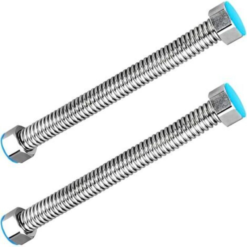 2 Stück G1/2" X G1/2" Edelstahl-wellrohr-ablaufschlauch, Für Warmwasserbereiter-anschluss, Sanitär, Badezimmerschlauch, Warmwasserrohr, 10 Cm