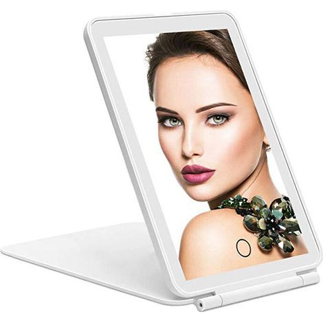 Wiederaufladbarer Kosmetikspiegel Mit Licht, 3-farben-beleuchtung, Einstellbare Helligkeit, Einstellbarer Touchscreen, Tischkosmetikspiegel – Rapanda