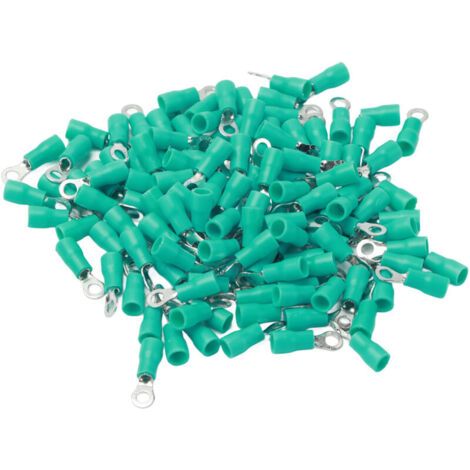 100 Stück Vorisolierte Kupfer-ösenklemmen, Awg 22-16 Rv1,25-3 Pvc-drahtverbinder, Grün Für Industrieanlagen