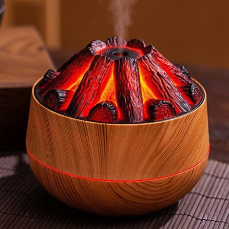 Miniatur-luftbefeuchter Aus Holz Mit Dimmbarem Led-licht Und Einstellbarem Nebelmodus (braun)