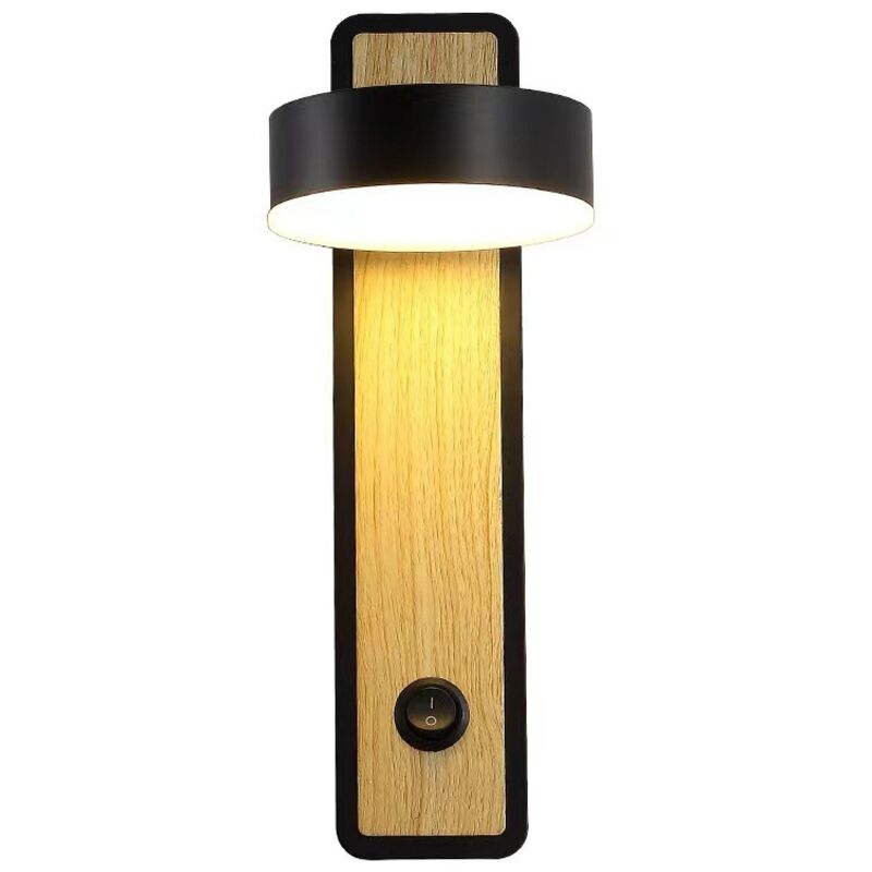 Schwarze Wandleuchte Aus Holz Im Europäischen Retro-stil, Aluminium, Ideal Für Ein Schlafzimmer, Warmes Licht