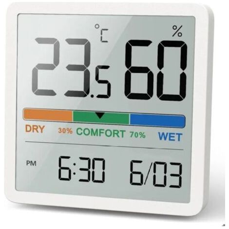 Hygrometer-innenthermometer, Digitales Desktop-thermometer Mit Temperatur- Und Luftfeuchtigkeitsmonitor, (weiß)