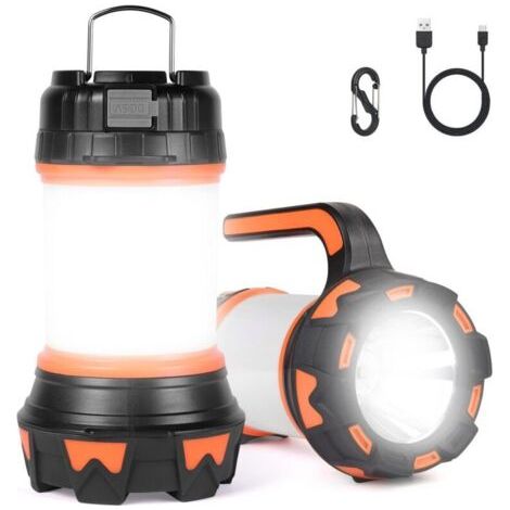 Led-laterne, Wiederaufladbar, 1000 Lumen, 4000 Mah, Campinglampe, 360°, Wiederaufladbare Led-projektorlampe, Tragbar, Extrem Kraftvoll, Campinglampe Mit 6 Modi, Usb-kabel Inklusive, Ipx4-schutz