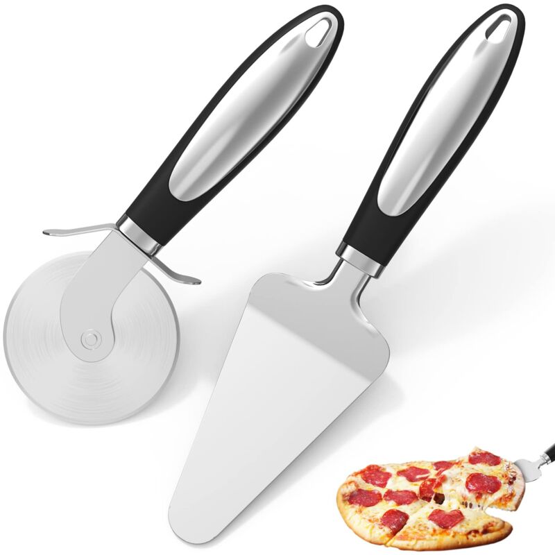 2-teilige Pizza-coupé Und Aufbewahrungsplatte – Anti-dérapante-käse, Pizza-coupé In Edelstahl Überführt