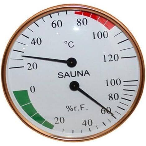 Wandmontiertes Sauna-hygrometer, 10 X 10 X 3 Cm, Gold Und Weiß, Mit Thermometer Und Luftfeuchtigkeit, Dampfsauna-zubehör