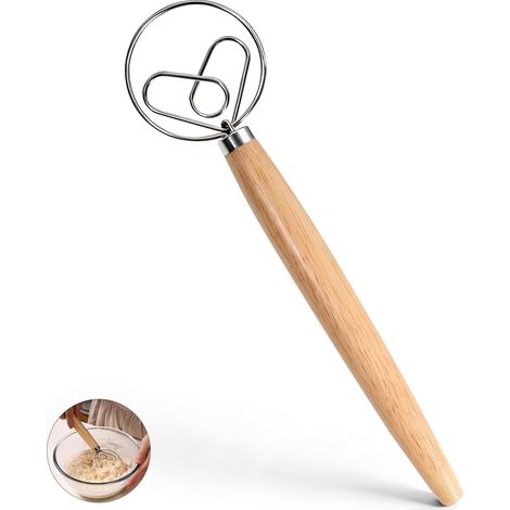 Fouet À Pâte Danois De 13 Pouces – Edelstahl 304, Mit Einer Langen Portion Holz