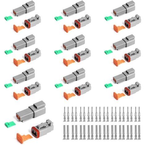 2-poliger Wasserdichter Steckverbinder, 10 Sätze Wasserdichte Steckverbindersätze, 22–18 Awg Dt-steckverbinder, Dichtungsanschlüsse Für Motorrad/auto/roller/lkw/boot