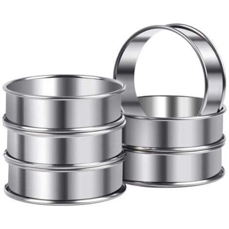 6 Stück Törtchenkreis, Gebäckkreis 8 Cm, Gebäckkreise Und Rahmen, Törtchenkreis, Pfannkuchenform, Edelstahl-küchenkreis Für Muffins, Törtchen, Kuchen, Fladenbrot, Zum Backen