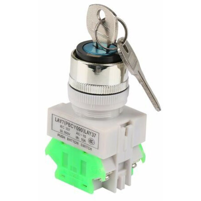 Riegelschalter Aus Metall, 3-positionen-drehschlüsselschalter Mit 2 Schlüsseln Riegelschalter Lay37-20y/31 220 V 5 A, 22 Mm Montageloch