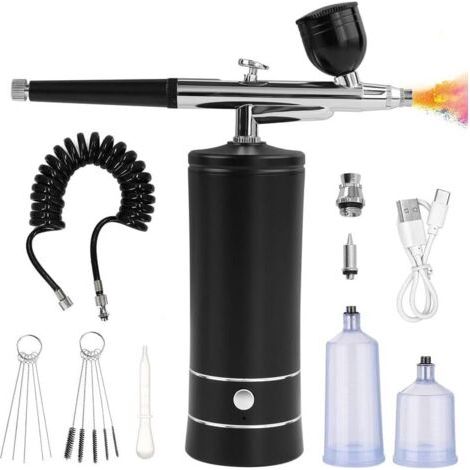 Tragbares Elektrisches Farbspritzpistolen-set, Geeignet Zum Malen, Tätowieren, Nagelkunst Und Kuchen, Schwarz
