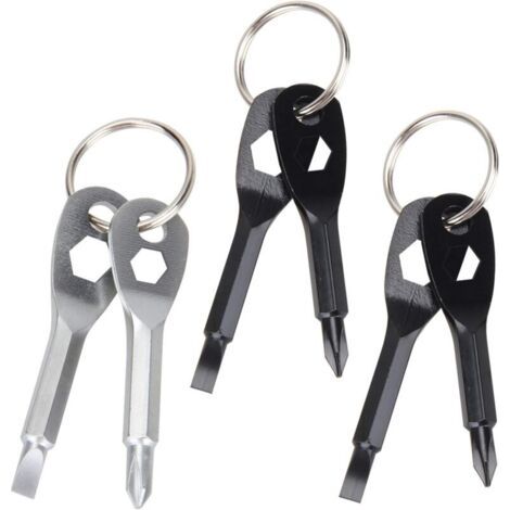 3-teiliges Schlüsselanhänger-schraubendreher-set, Multifunktionales Mini-taschenwerkzeug, 4-in-1 Flach- Und Kreuzschlitzschraubendreher-set (schwarz, Silber)