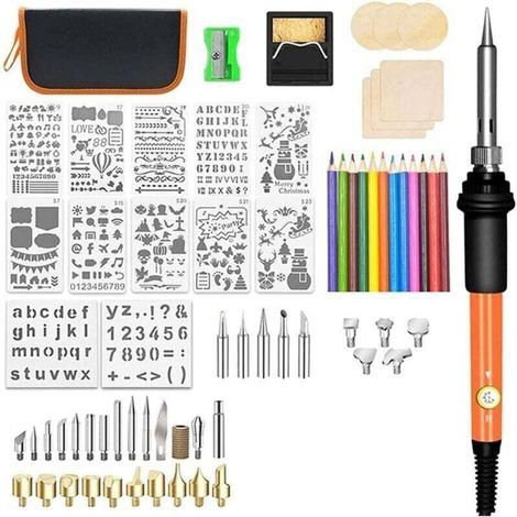 Pyrograveur Sur Bois, Kit De Combustion Du Bois, 60 W Mit Temperaturregelung, Stylo À Bois, Outils De Gravure, Conseils De Gravure Sur Bois, Conseils De Soudage, Pochoir, Sac De Rangemen