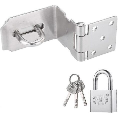 1 Vorhängeschloss-set – 4-zoll-90-grad-schließplatte + 30 2,5 Cm Lange Vorhängeschloss Aus Plattiertem Eisen, Mit 3 Schlüsseln