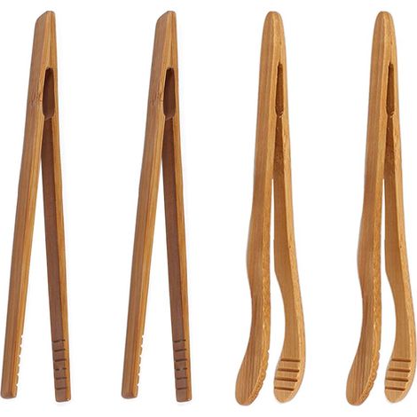 Lot De 4 Pinces À Toast En Bambus – Pinces De Kitchen Réutilisables En Bois De 18 Cm – Ustensile De Kitchen Idéal (gelb – 4 Pièces)