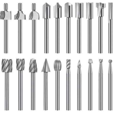Gravierbohrer-set Mit Hoher Härte, 10 Stück Hss-hartmetall-gravierbits Und 10 Stück Fräser Mit 1/8 Zoll (3 Mm) Schaft Für Rotationswerkzeuge Für Holz-heimwerken, Schnitzen, Bohren, Gravieren, Holzbear
