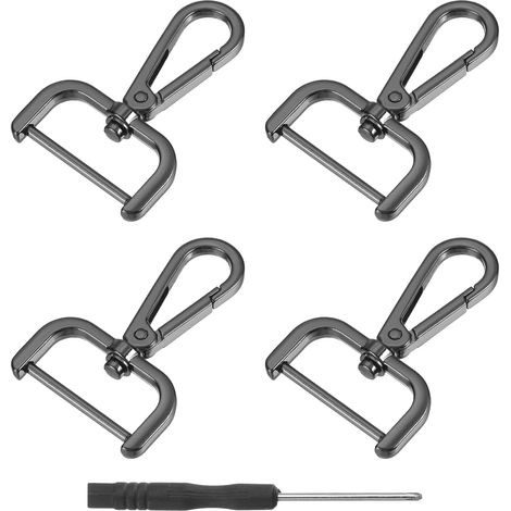 Set Mit 4 Gehäkelten Drehgelenken, Abnehmbarer D-ring, 32 Mm, Mit Tournevis, Schwarz.